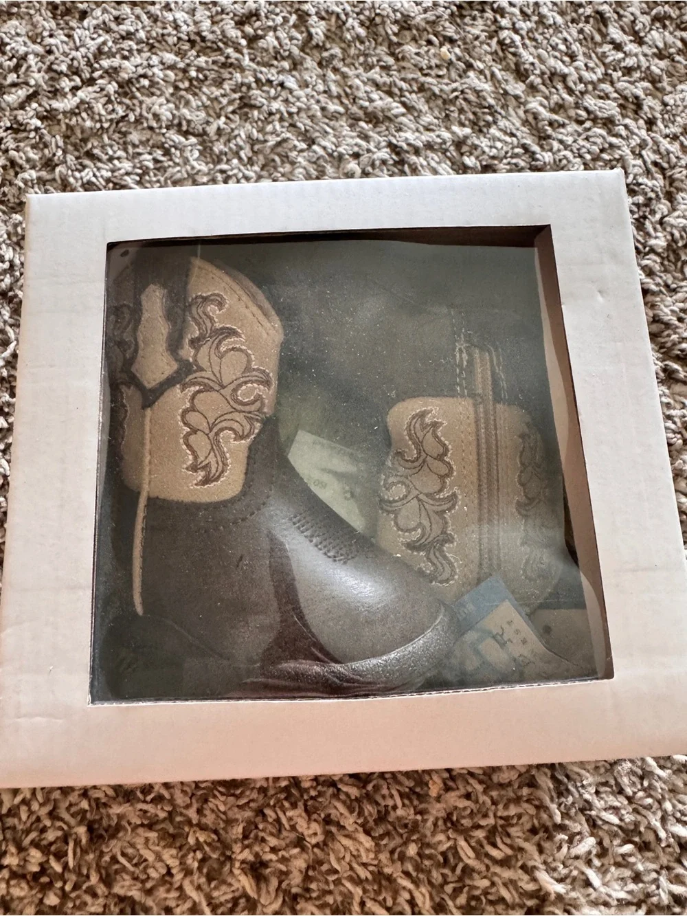 Roper Kids Brown and Tan Embroidered Western Boots